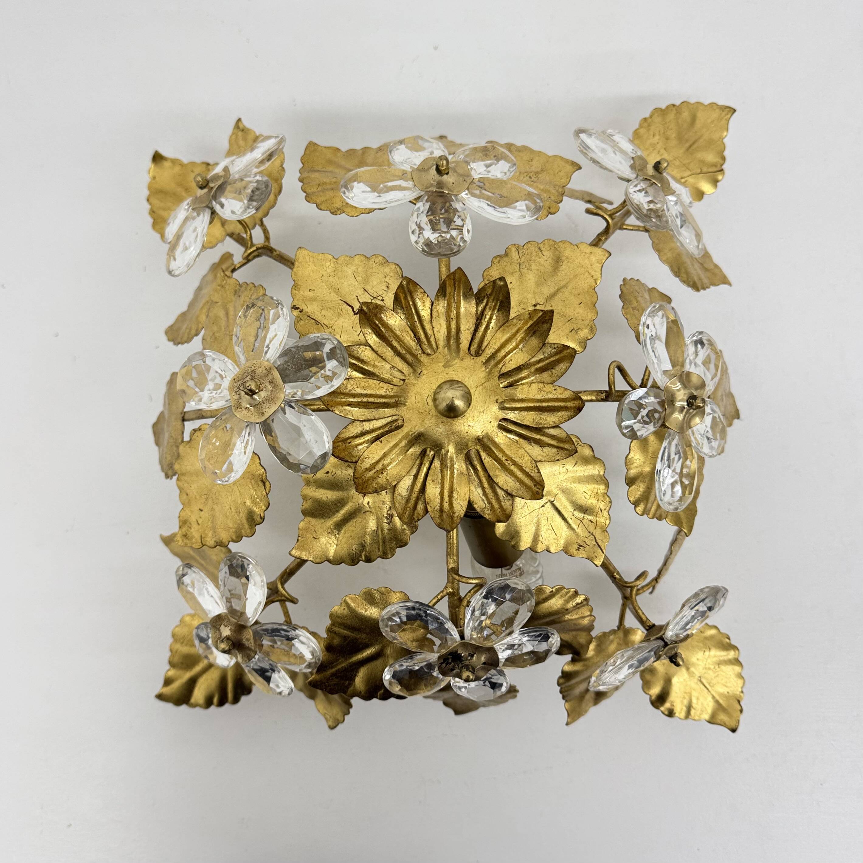 Mid-century design banci style ceiling lamp crystal flower , 1970sMid-centu