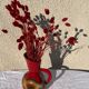 Red and beige glazed ceramic jug, pitcher, carafe, designer and vintage