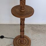 Neo-Basque floor lamp in turned wood - 50s