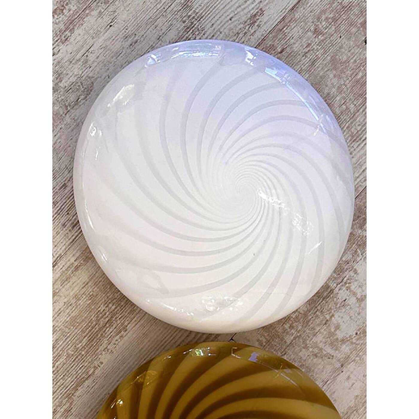 Contemporary Italian Milky-White Swirls Murano Glass Flush Mount or Wall Sc