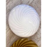 Plafonnier ou applique murale contemporaine italienne en verre de Murano aux tourbillons blancs et laiteux
