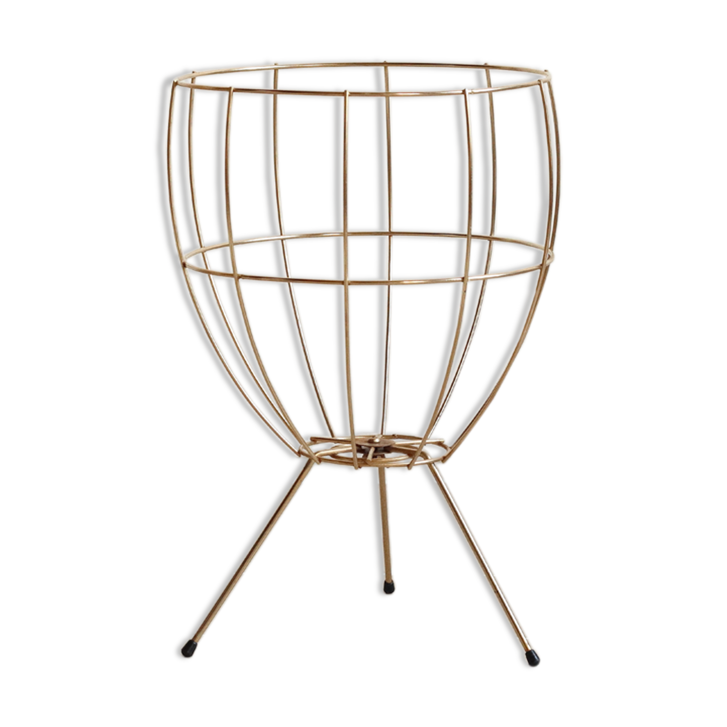 Worker golden brass tripod sewing basket