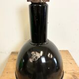 Set of 4 Industrial Bauhaus Black Enamel Pendant Lamps, 1960s