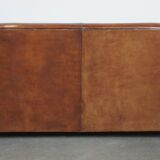 Cognac-colored sheep leather sofa