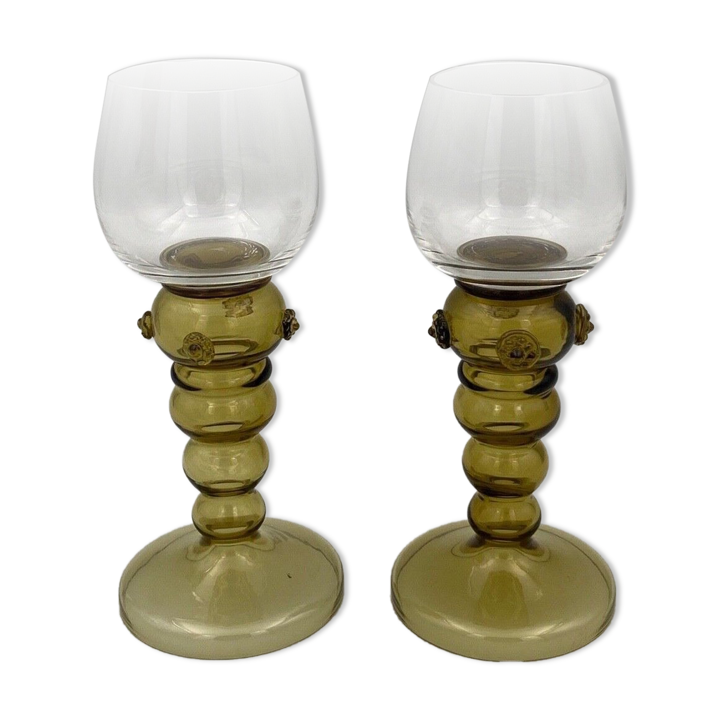 Two glasses chalice italian work or boheme application of cabochons