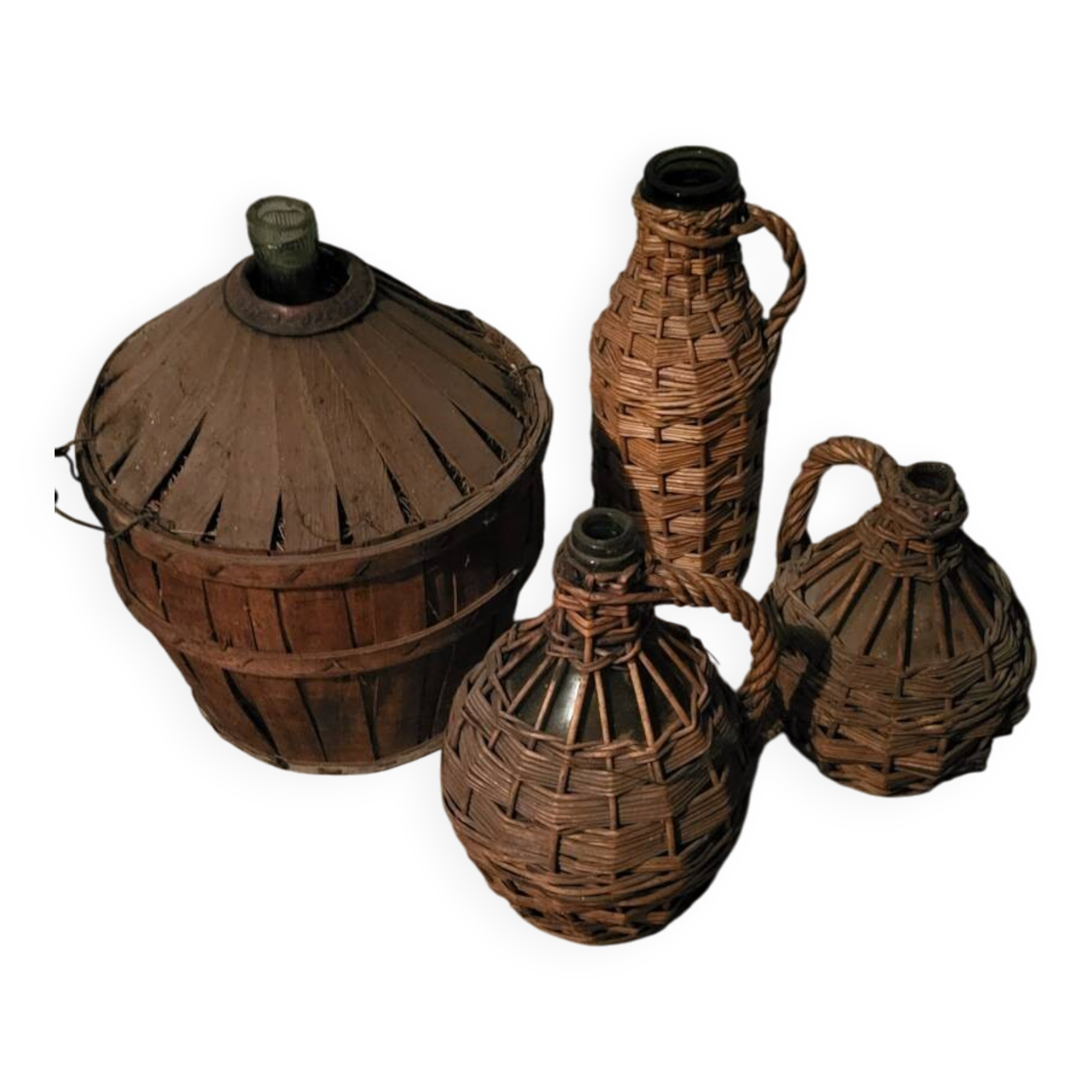 Set of 4 old demijohn carboys
