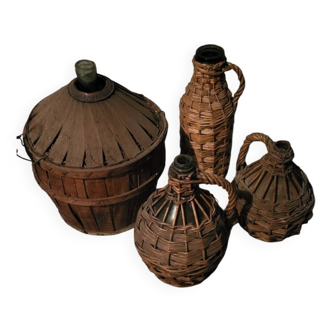 Set of 4 old demijohn carboys