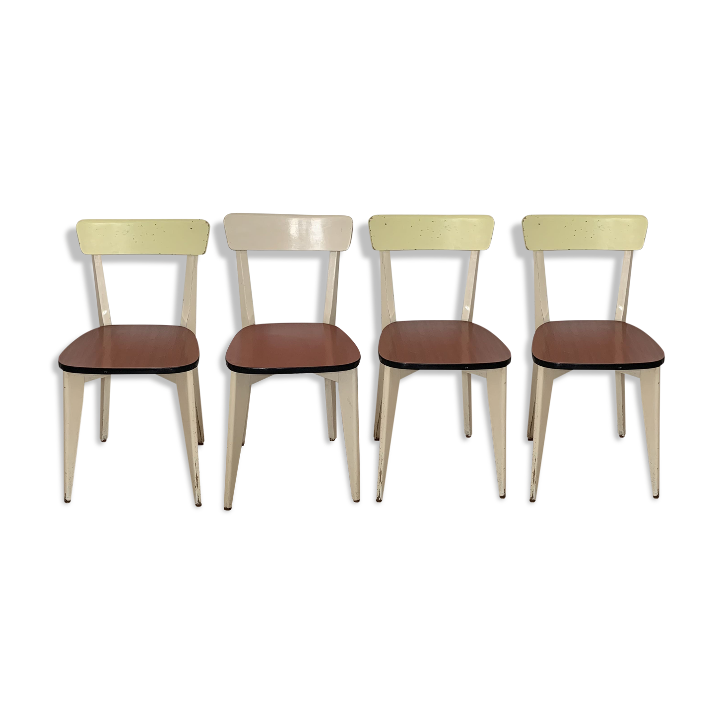 4 wooden chairs and formica kitchen