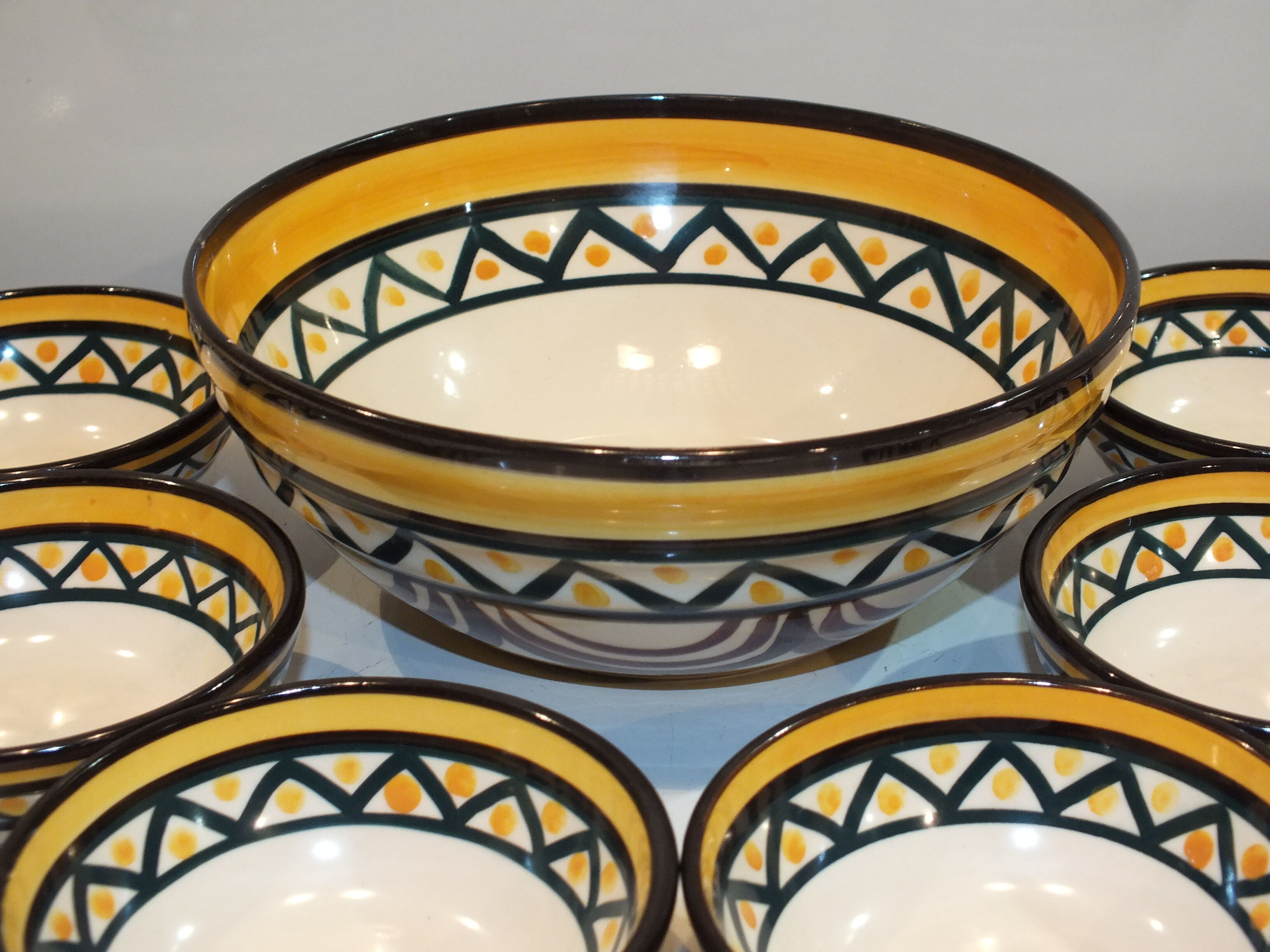 Saint Jean de Bretagne dessert service - 6 ramekins + salad bowl