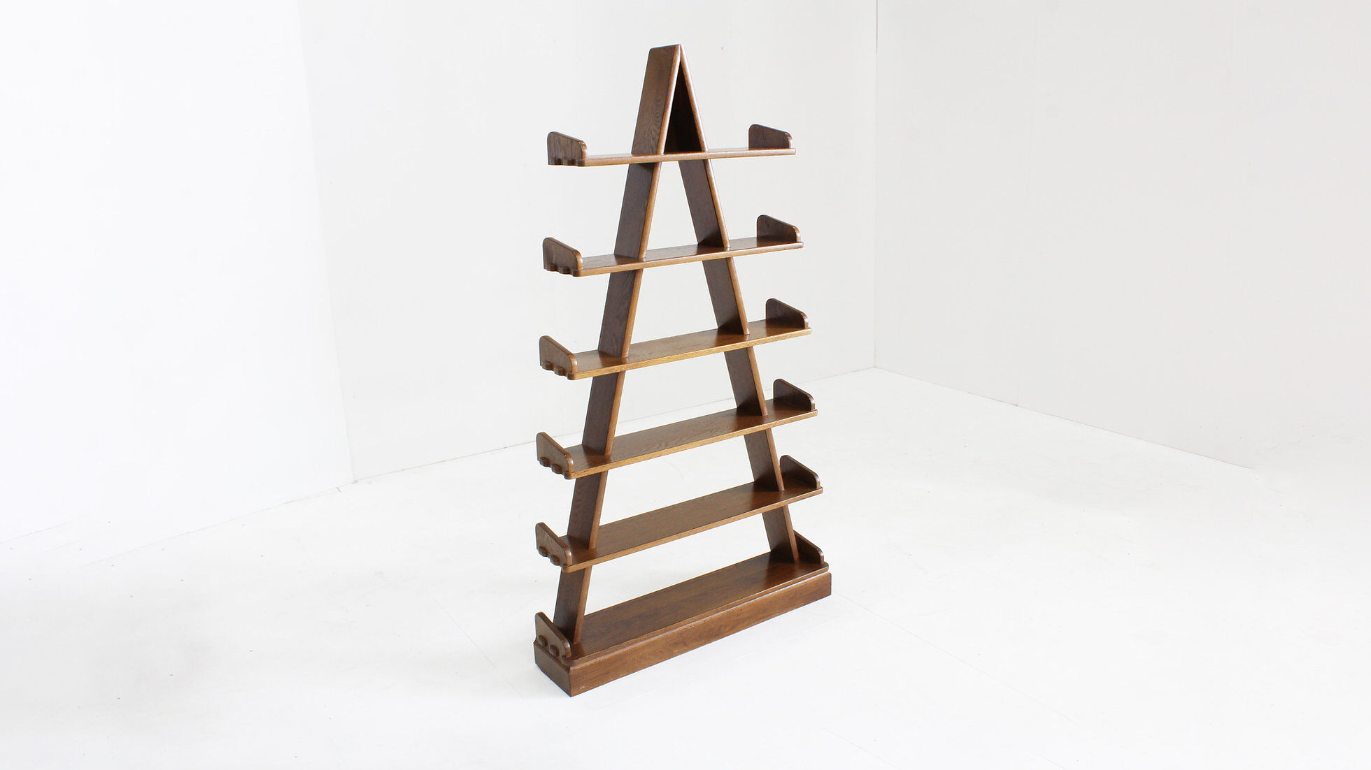 Vintage brutalist pyramid shelving unit bookcase