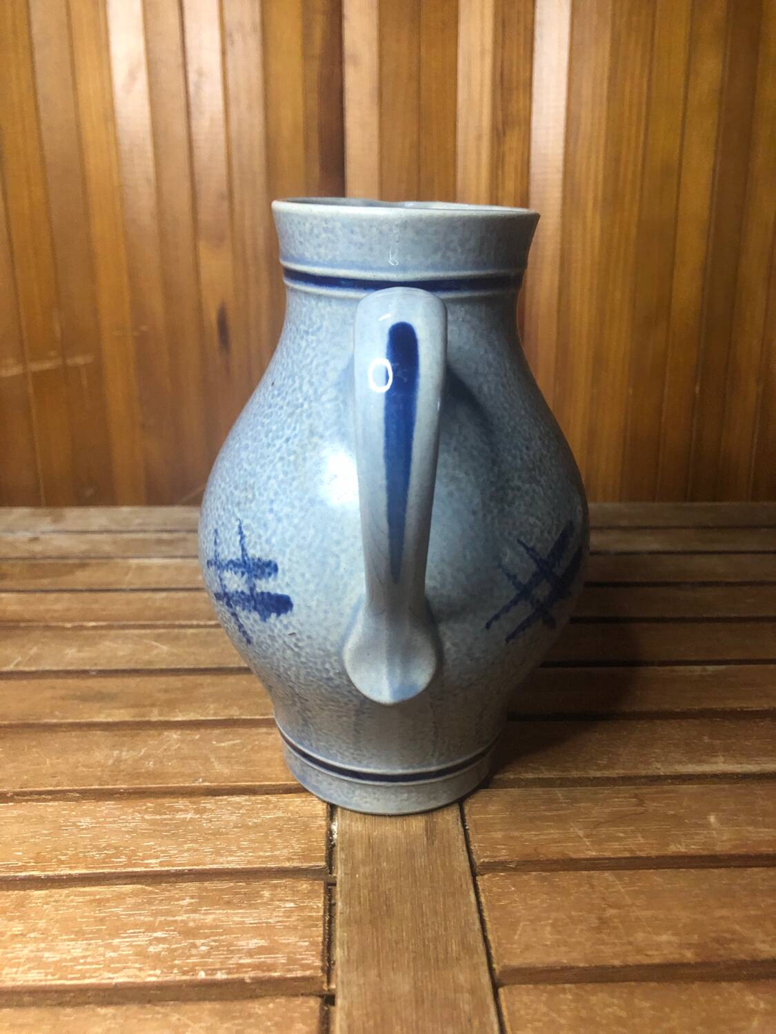 Old Blue Ceramic Pitcher Vintage Blue Decor