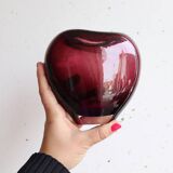 Set of three blown glass vases – deep purple and opaline white