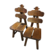 Spanish Brutalist Solid Oak Chairs, 1970s, Set of 2