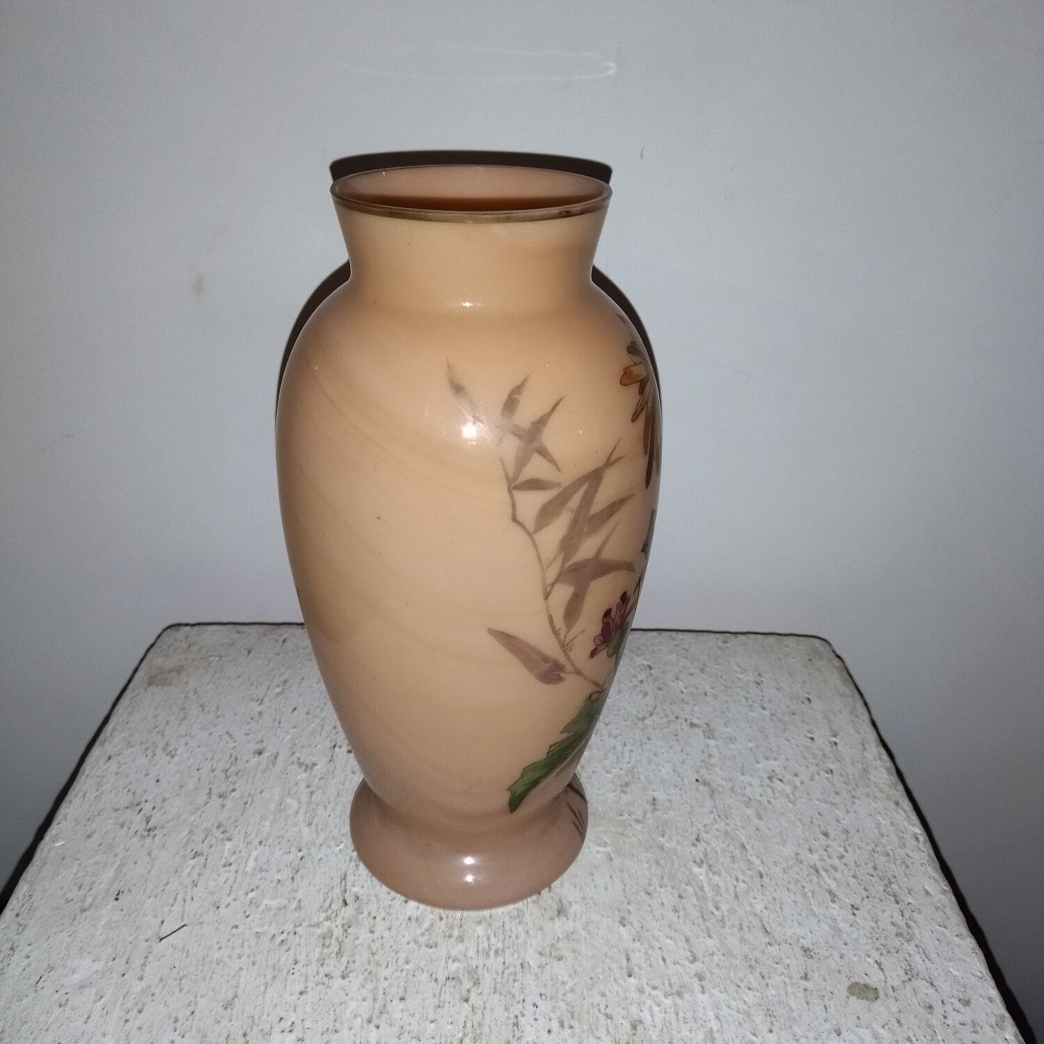 Art-Nouveau enamelled marble glass vase