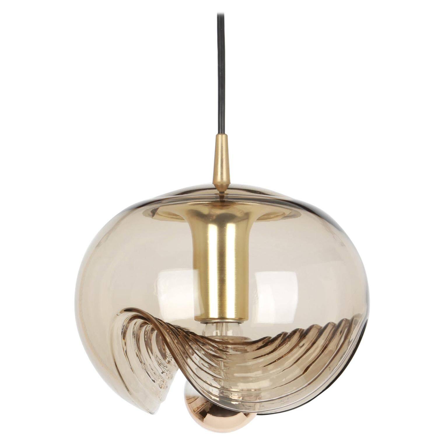 Large smoked glass pendant light by Peill & Putzler, Germany, 1970s.