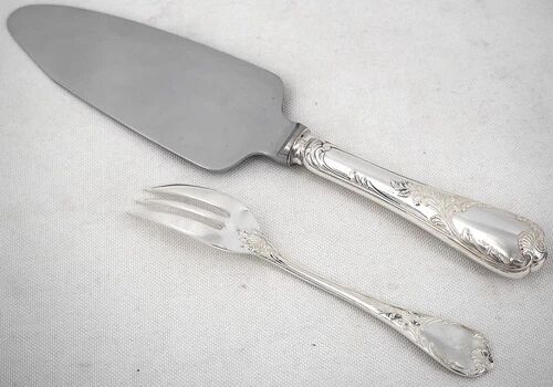 Christofle Marly, cake service: 12 forks + serving cake knife.