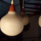 Scandinavian 3-light teak chandelier