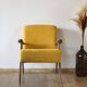 Fauteuil vintage en tissu jaune