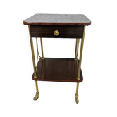 Vintage bedside table with wheels