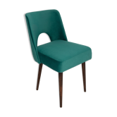 Chaise « shell » en velours crème et bois, Pologne, 1960s