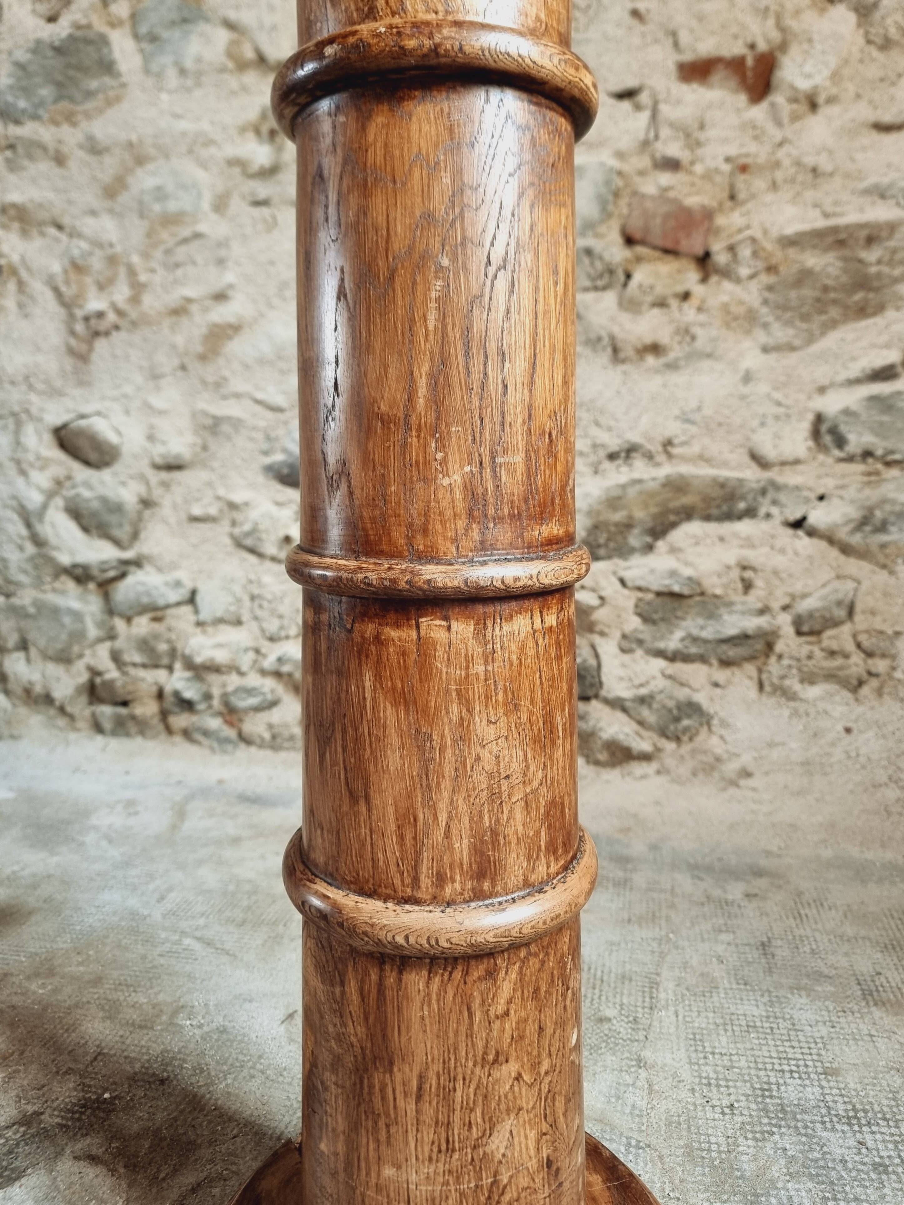 Antique elm side table – French column circa 1900 – Plant stand