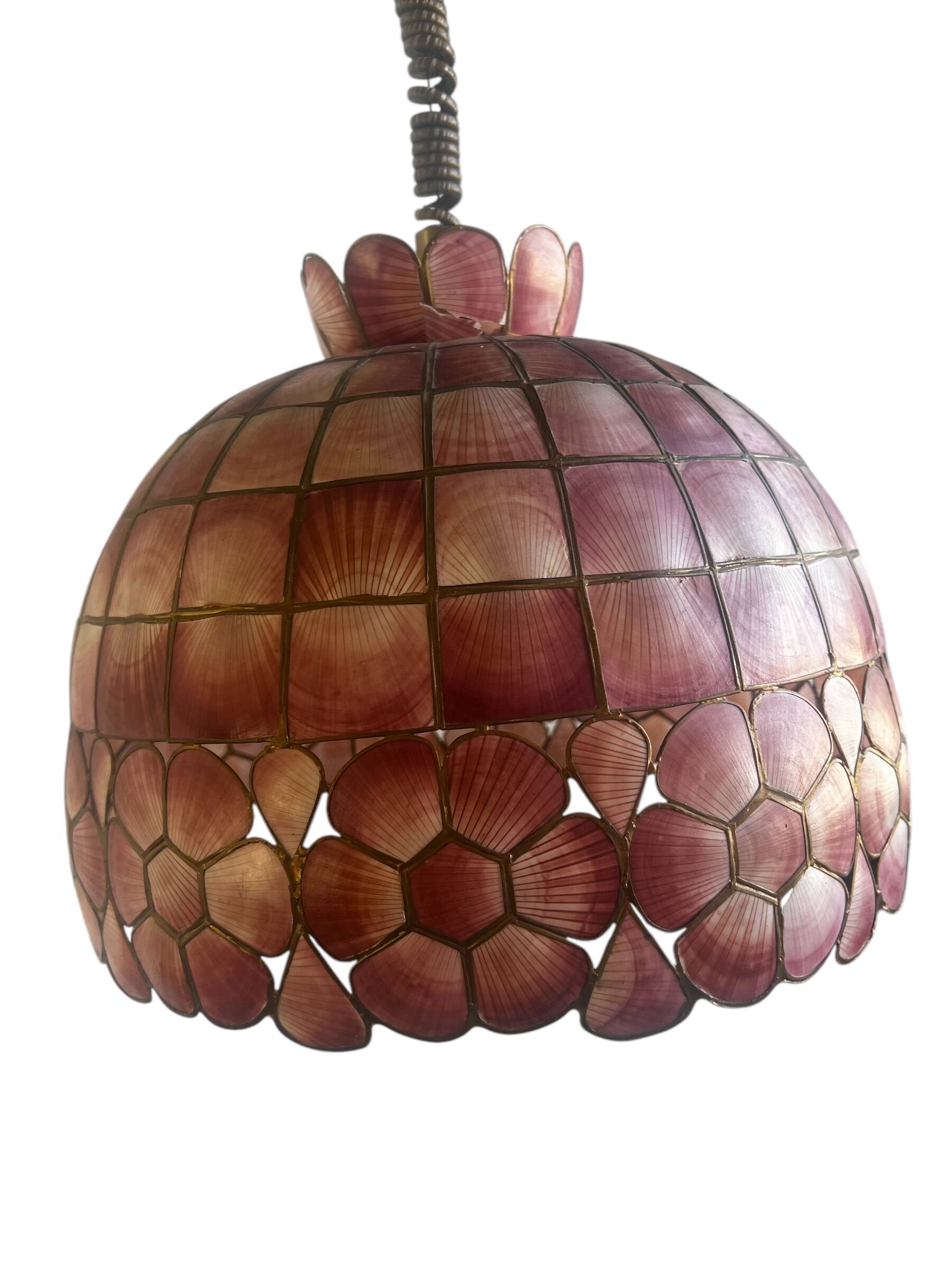 Vintage pink capiz shell chandelier/pendant lighting