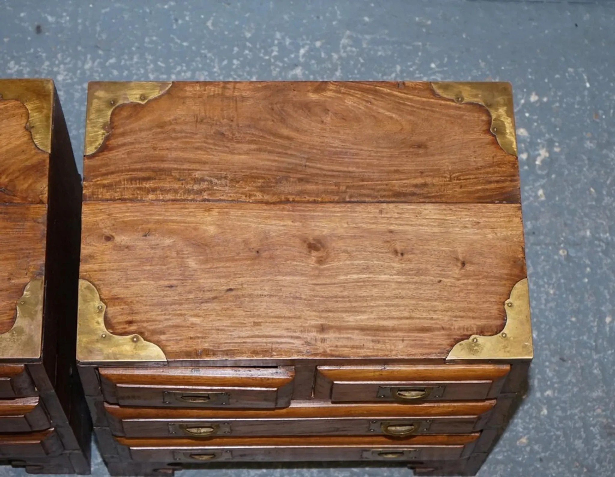 Vintage Military Campaign Brass Bedside Tables, Set of 2