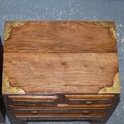Vintage Military Campaign Brass Bedside Tables, Set of 2
