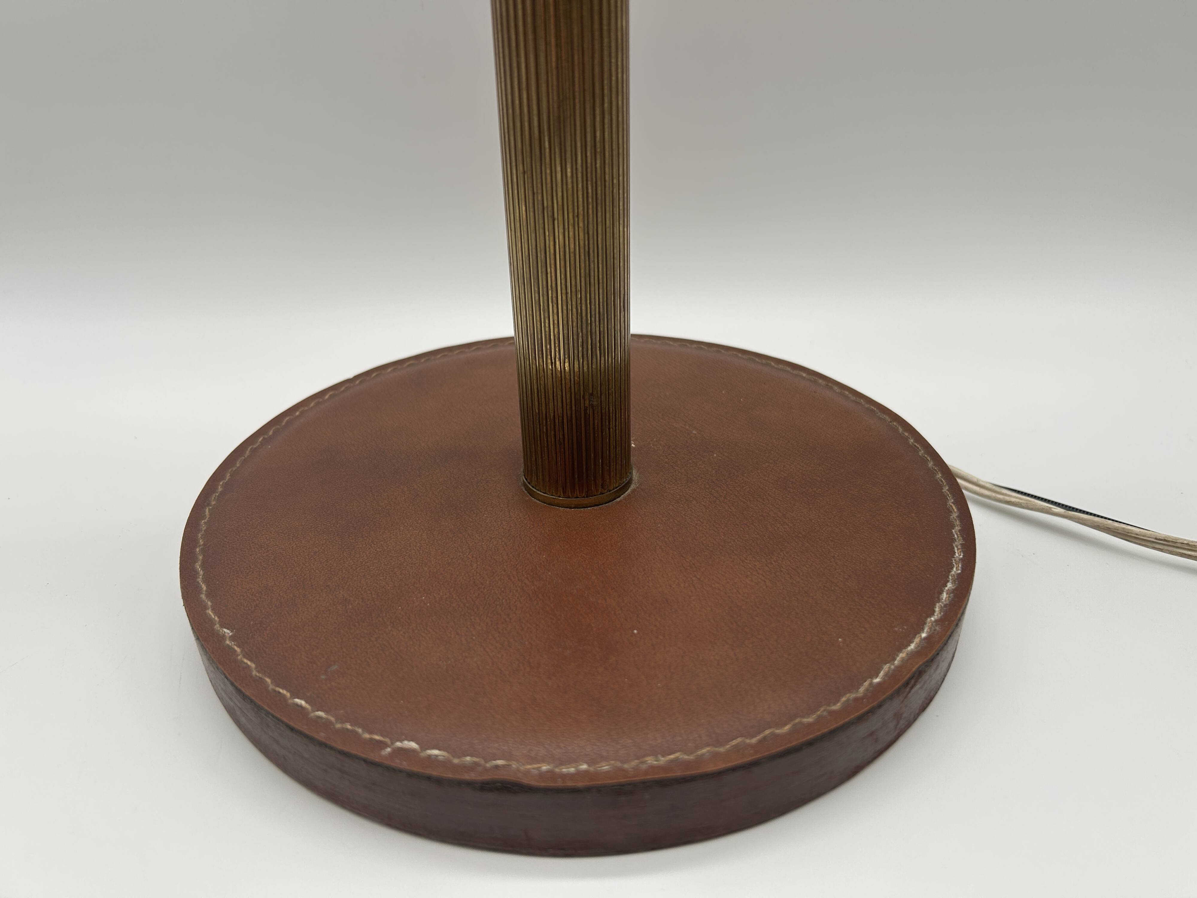 1950s desk lamp - brass/leather