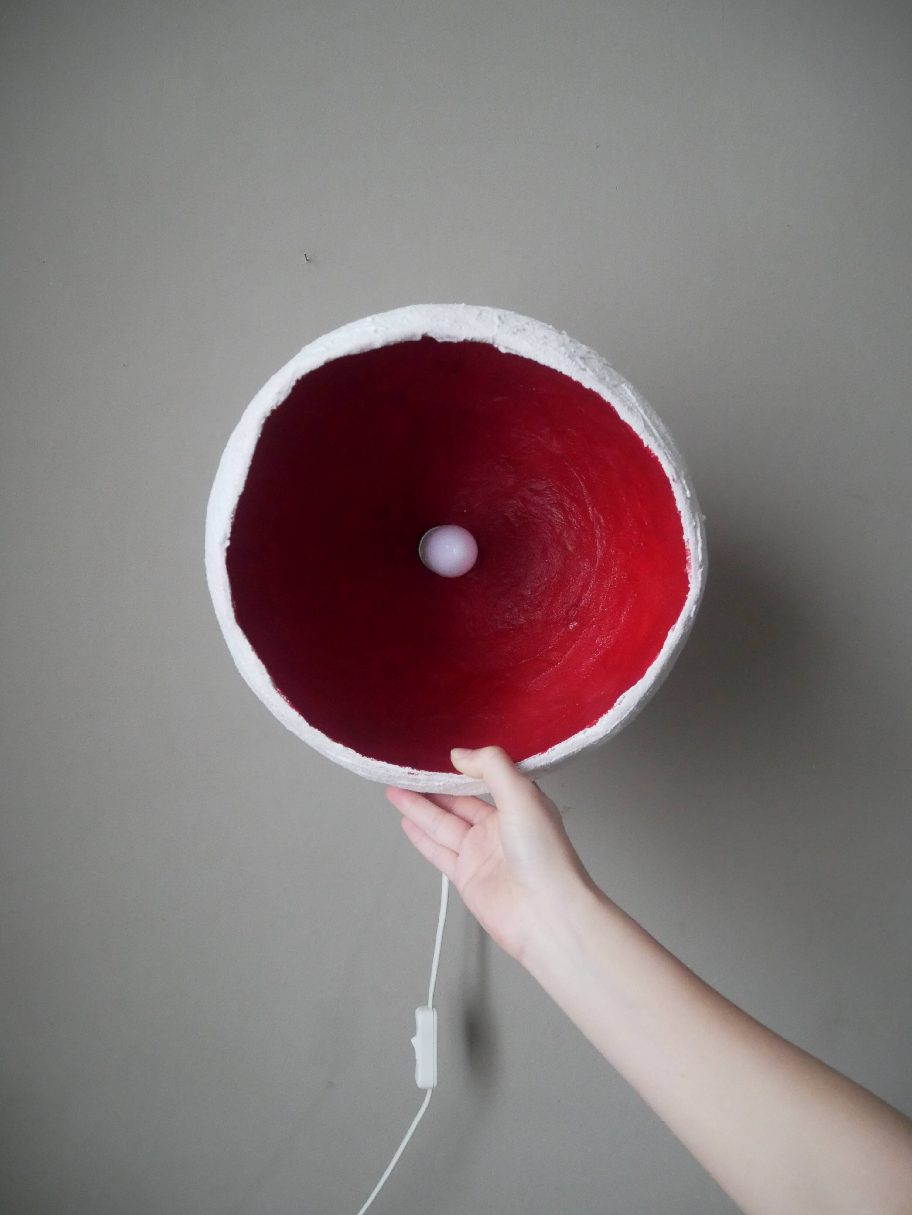 Handmade sphere lamp space age papier-mâché table lamp vintage design 70s contemporary