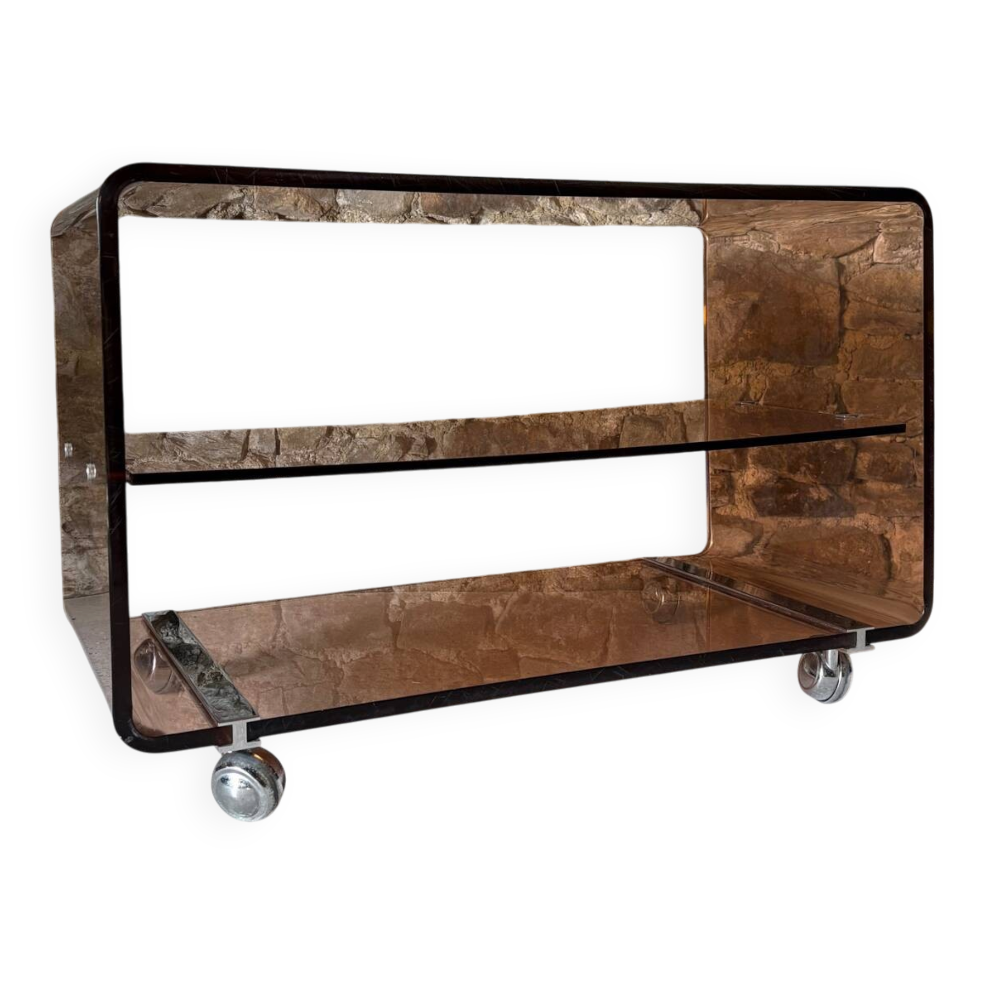 Smoked Plexiglas coffee table by Michel Dumas for Roche Bobois, 1970.