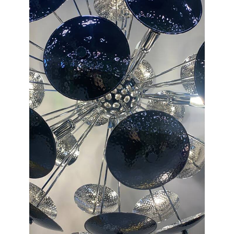 Lustre spoutnik contemporain italien en laiton fait à la main