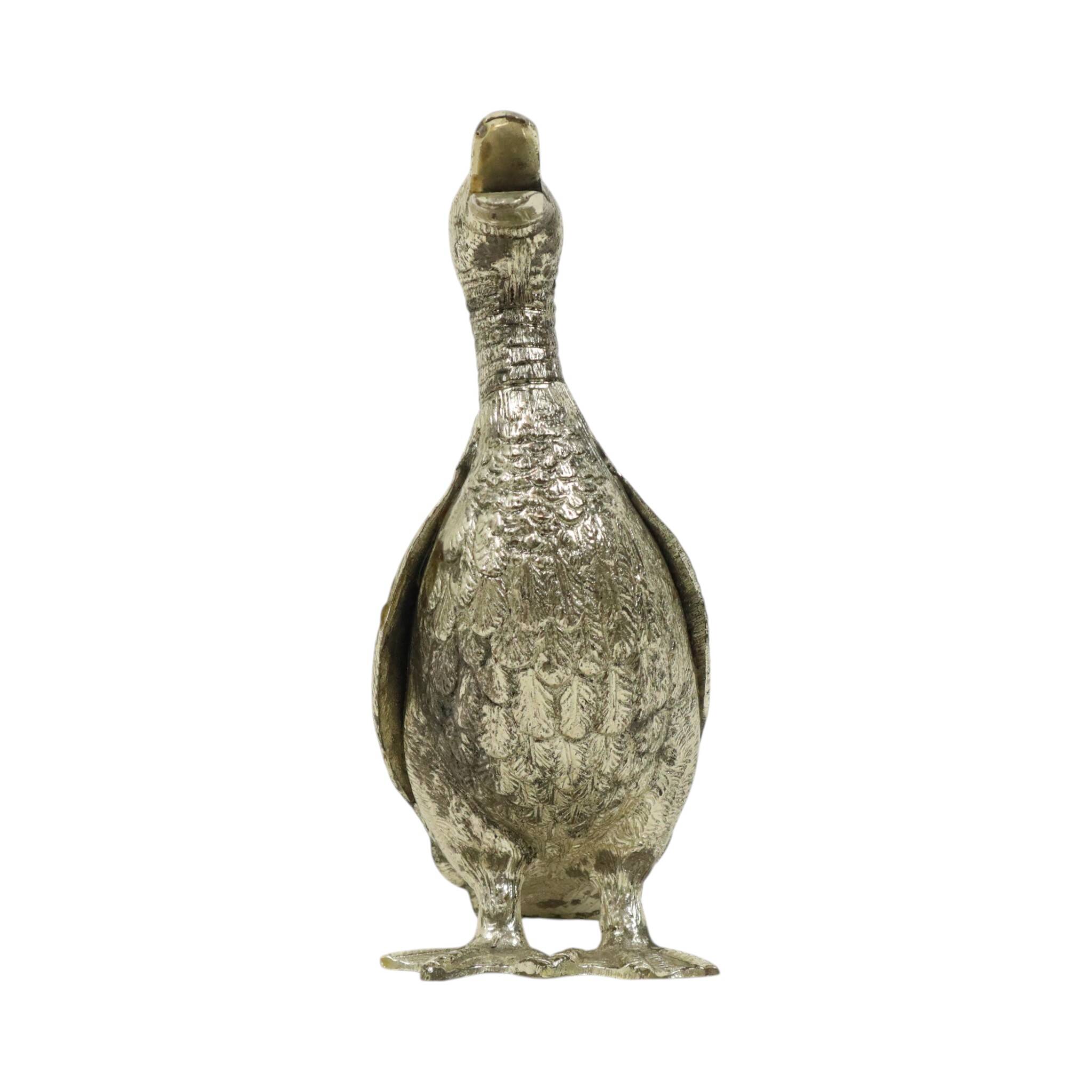 Silver-colored Duck Statue Sculpture Mauro Manetti Style 1970s