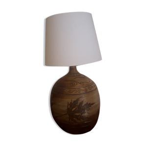 Lampe Vallauris à décor de feuillage