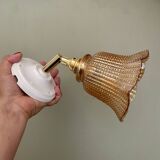 Vintage amber glass tulip wall light