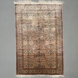 Vintage Turkish Silk Rug, 180x116 cm, Kayseri, Pink Blue Green, Handmade