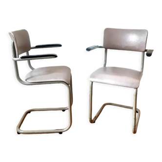 Pair of cantilever chairs Tubax 1950