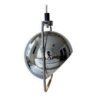 Vintage adjustable chrome metal pendant light by Gepo, Netherlands 1960s