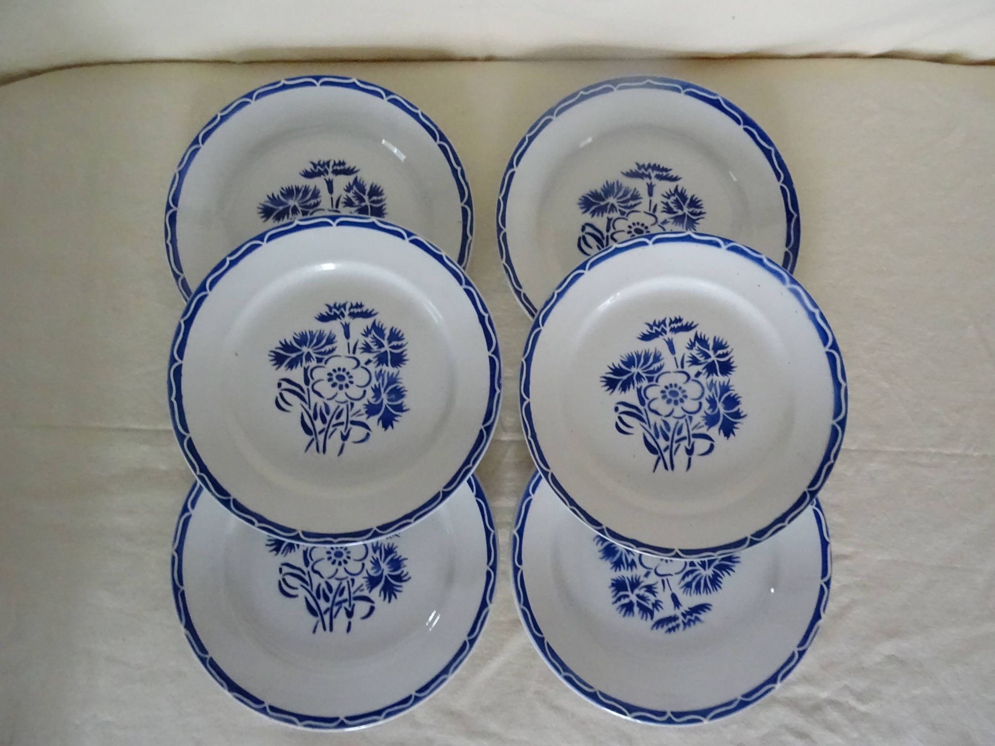 6 assiettes plates Lunéville  faience ancienne