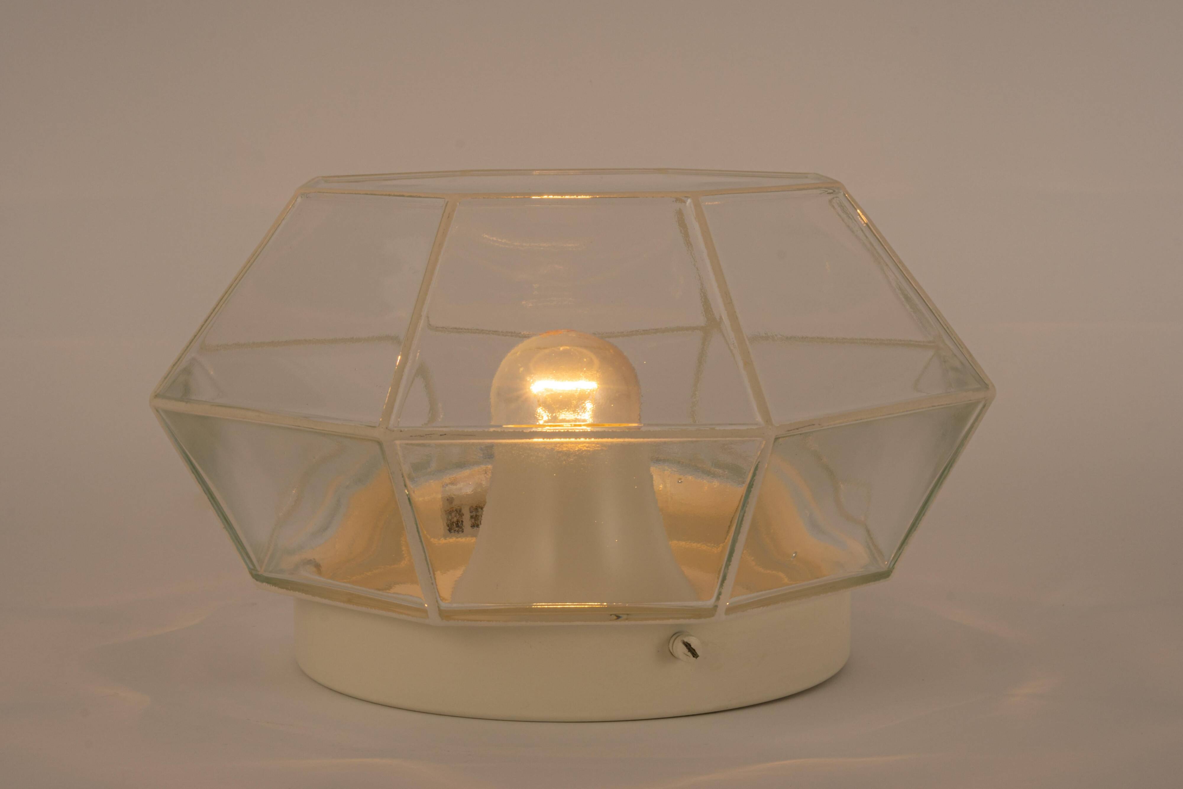 white glass ceiling lights by Limburg, Germany, 1960s.