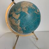 Vintage globe 1974 terrestrial tripod glass Taride