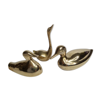 Set of 3 brass ducks