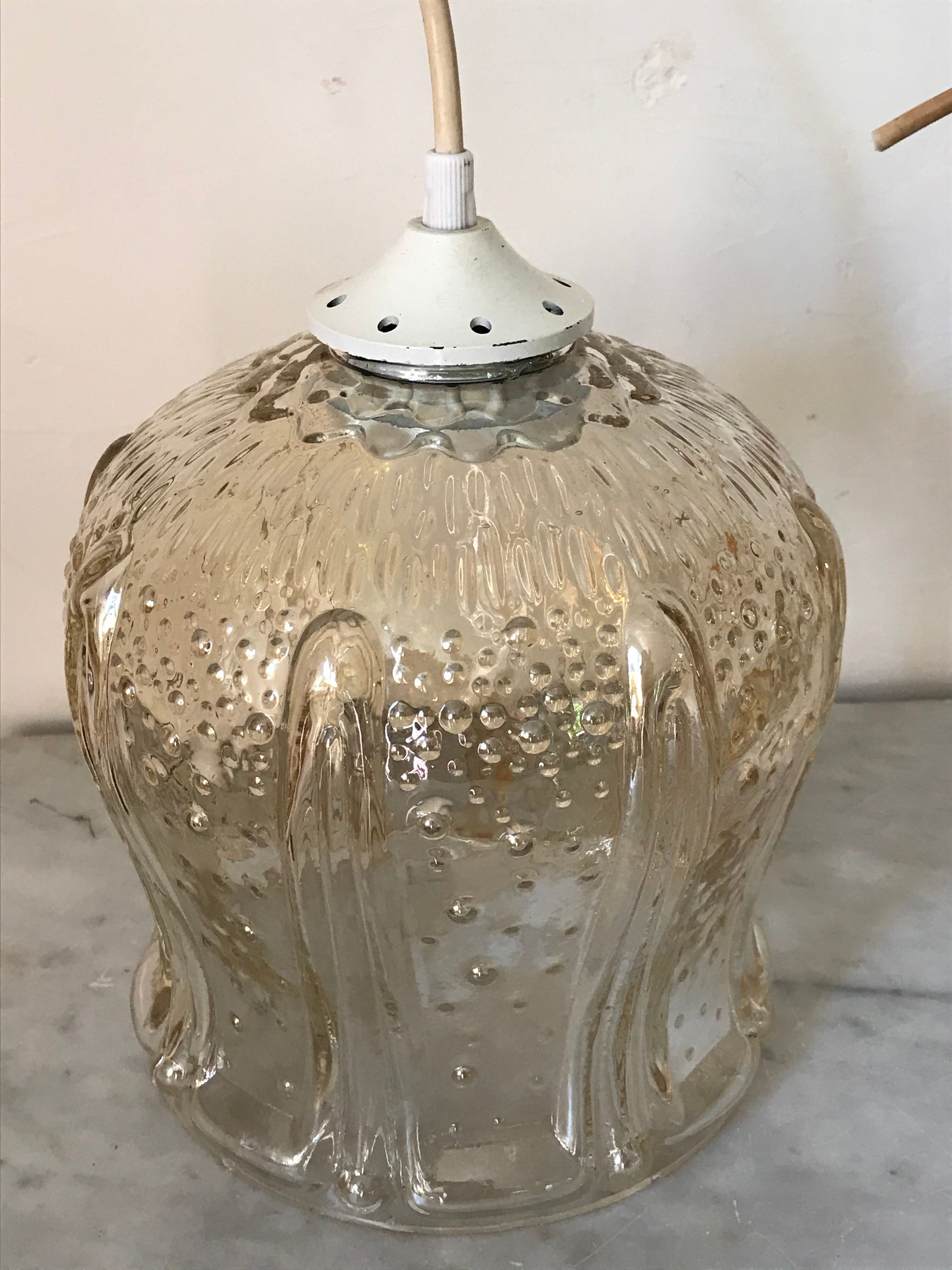 Vintage glass tulip hanging lamp