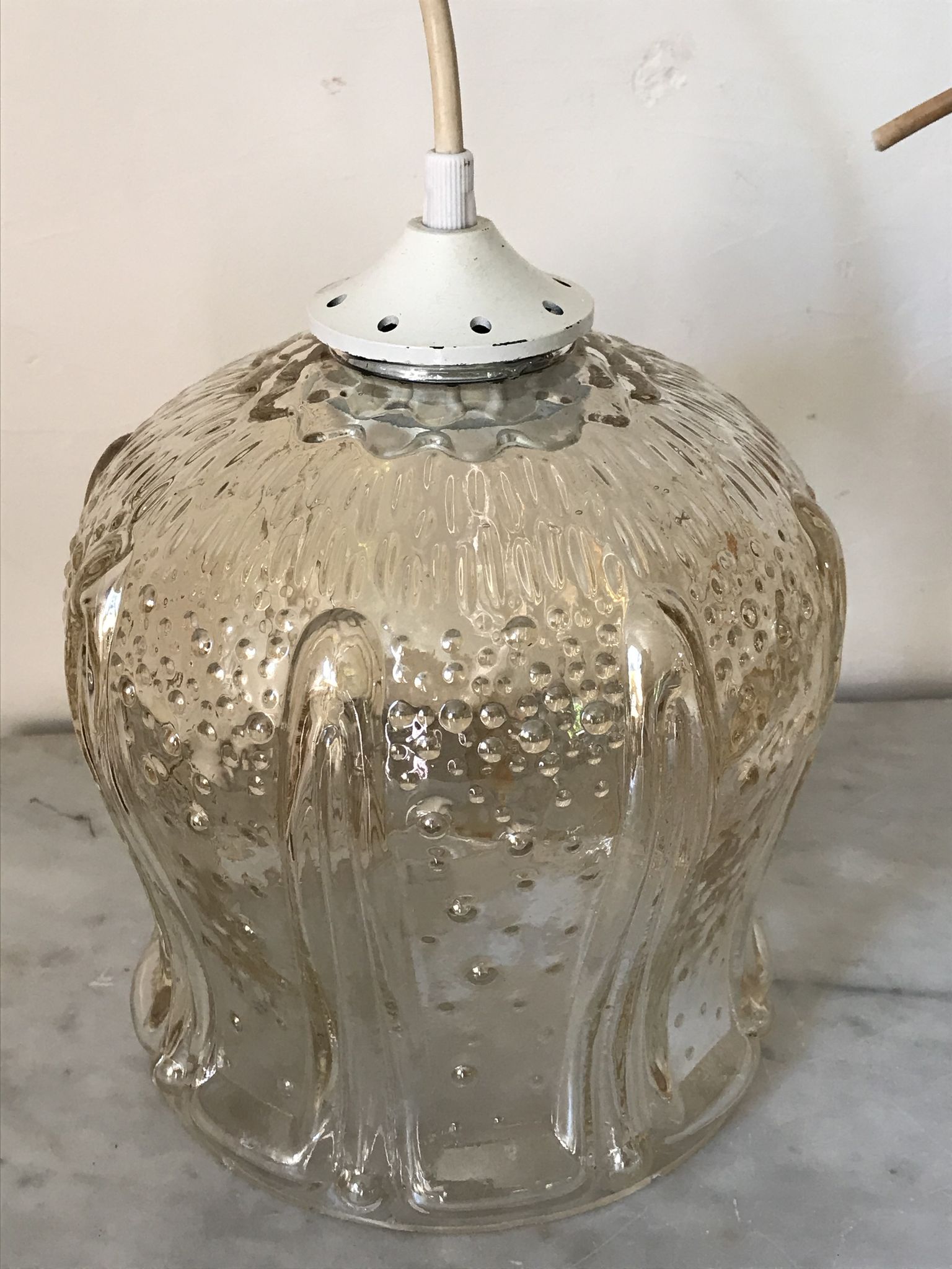 Vintage glass tulip hanging lamp