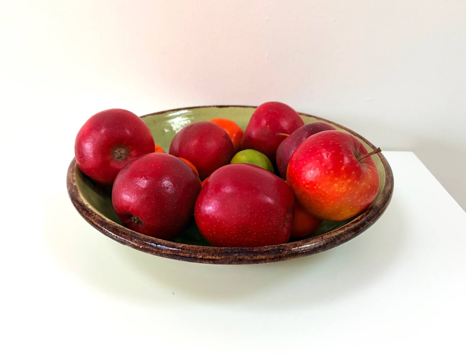 green glazed earthenware dish from the 1950s - Dieulefit