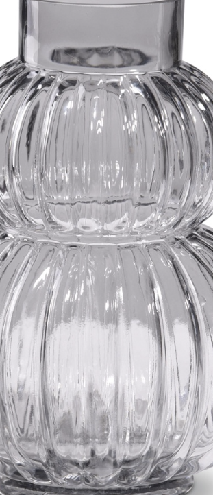 Smoked grey round glass vase 25cm