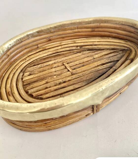 Rattan and brass basket, 1970s