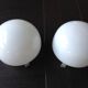 Pair of globe half moon ceiling lights in opaline vintage 60s-70s