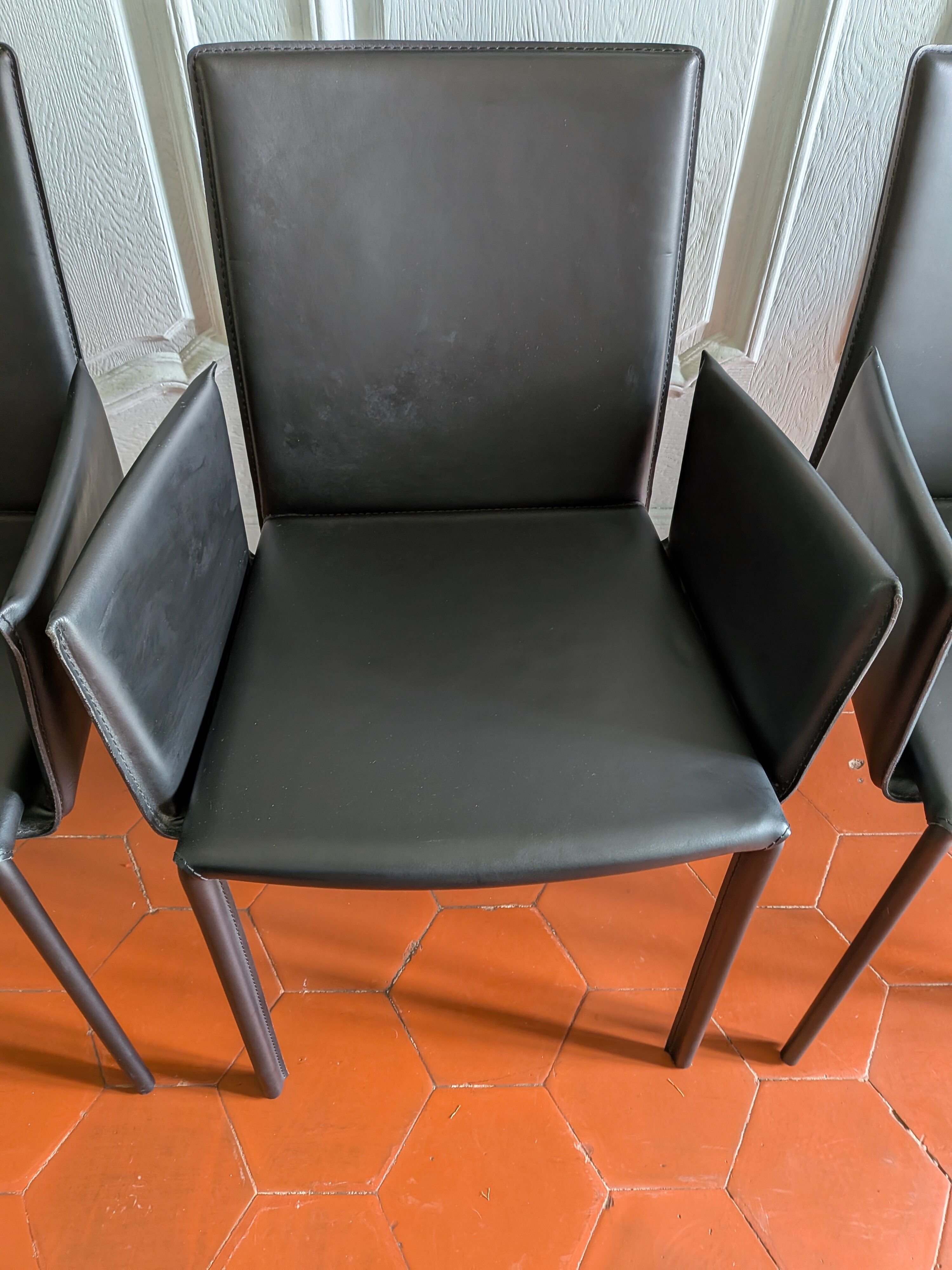 4 leather Twiggy chairs by Gebrüder Thonet