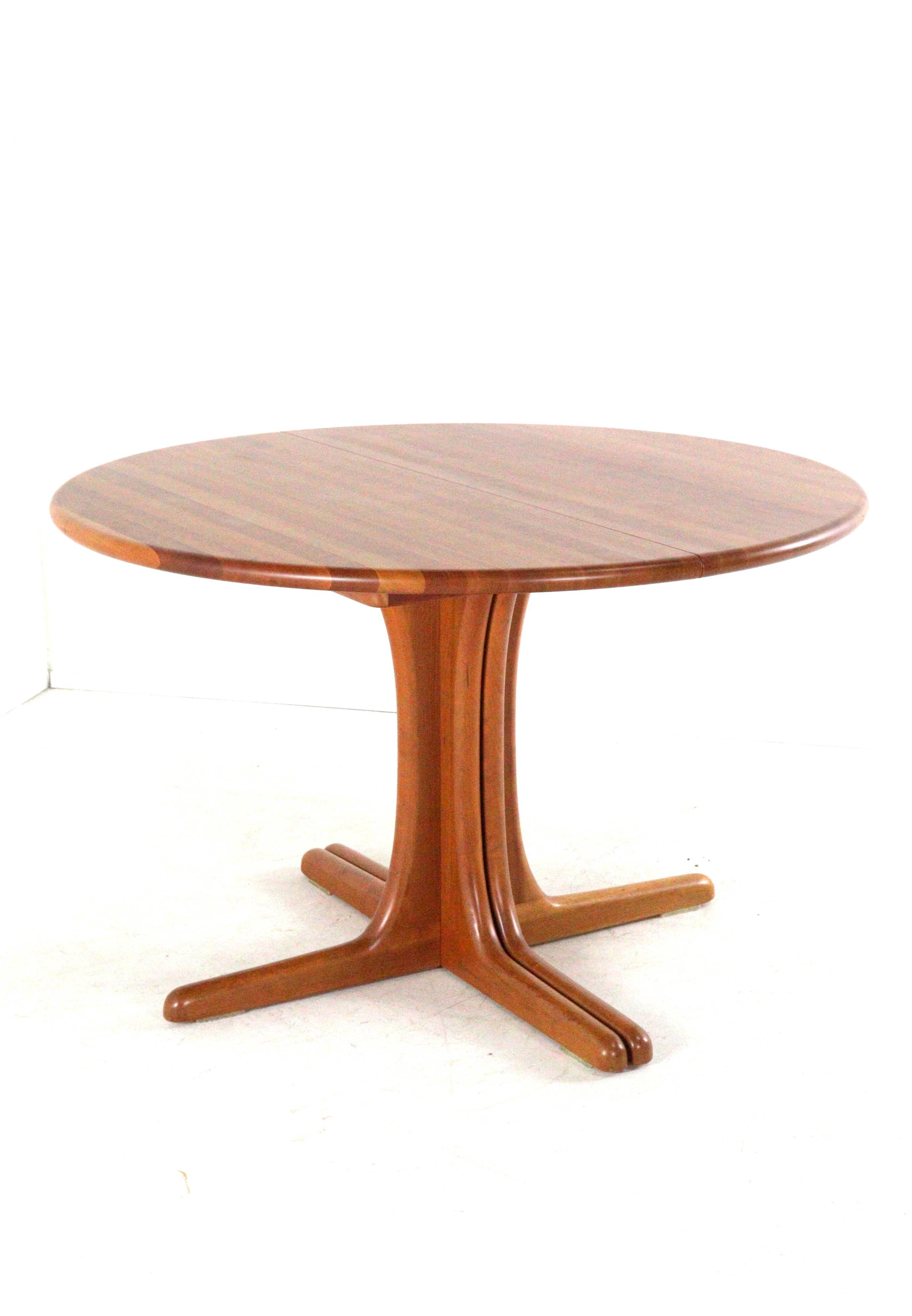 Table à manger ronde extensible 2x 'Hune' - teck massif - design danois